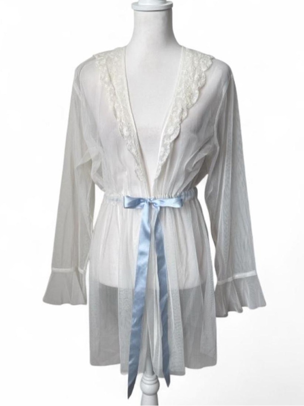 Ivory Mesh Bridal Robe